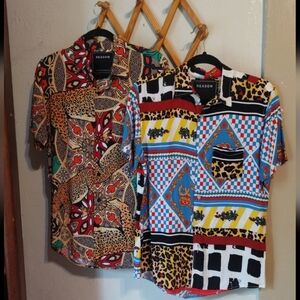 Bundle Of 2 Reason Men's Multicolor Short Sleeve Shirts Sizes Small & Medium
